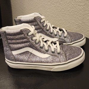 Youth Vans Hi Tops Sneakers - Silver Glitter - Size 2